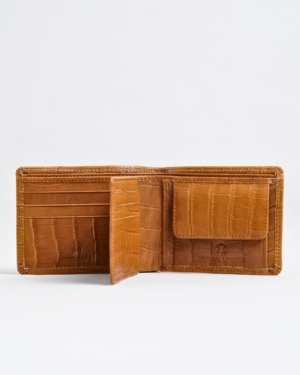 Hudson Men’s Original Leather Wallet (Almond Croco Brown)