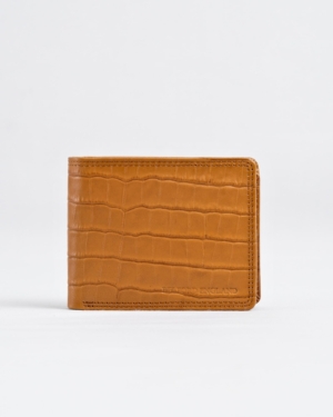 Hudson Men’s Original Leather Wallet (Almond Croco Brown)