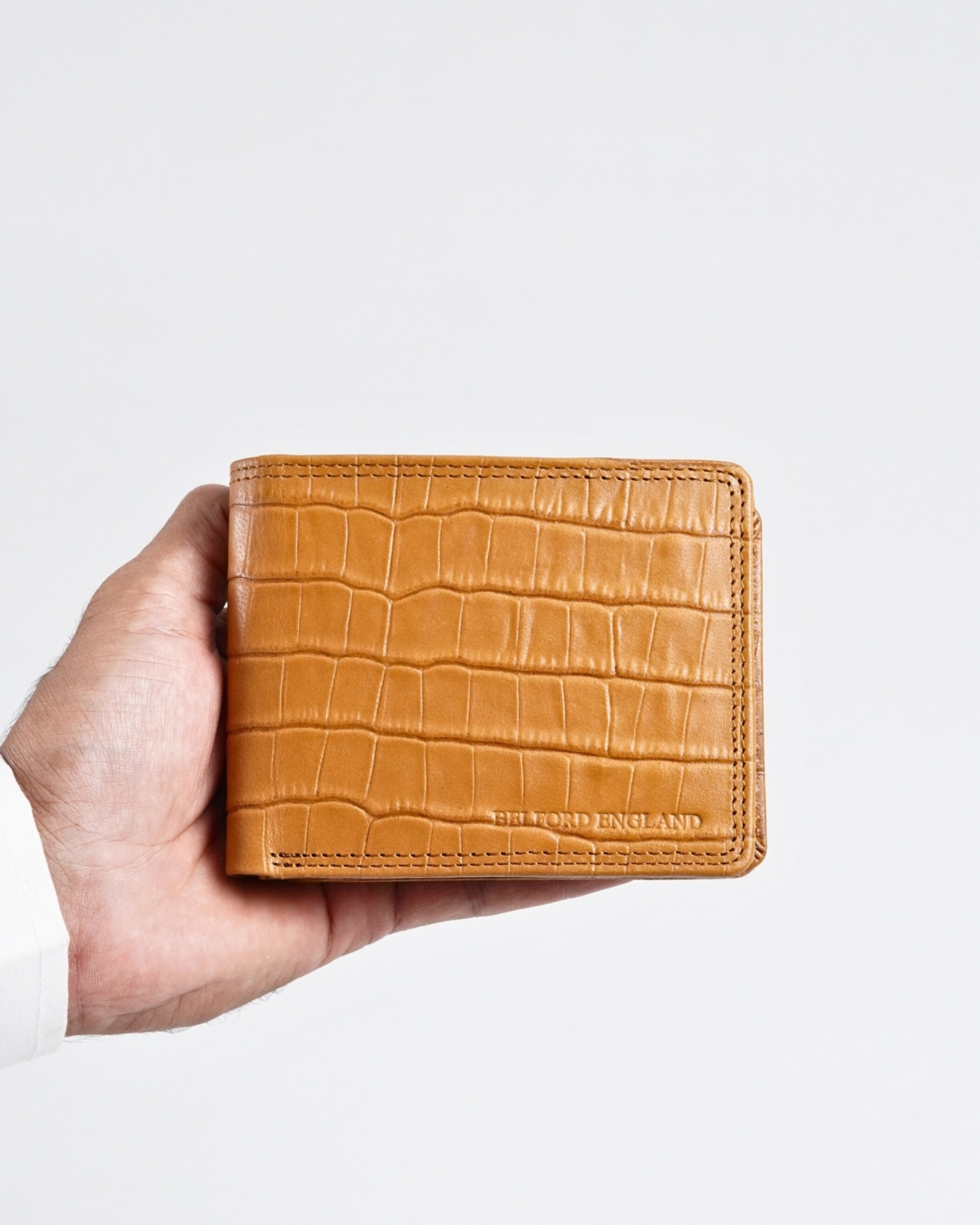 Hudson Men’s Original Leather Wallet (Almond Croco Brown) Hudson Men’s Original Leather Wallet (Almond Croco Brown)