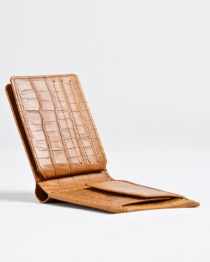 Hudson Men’s Original Leather Wallet (Almond Croco Brown)