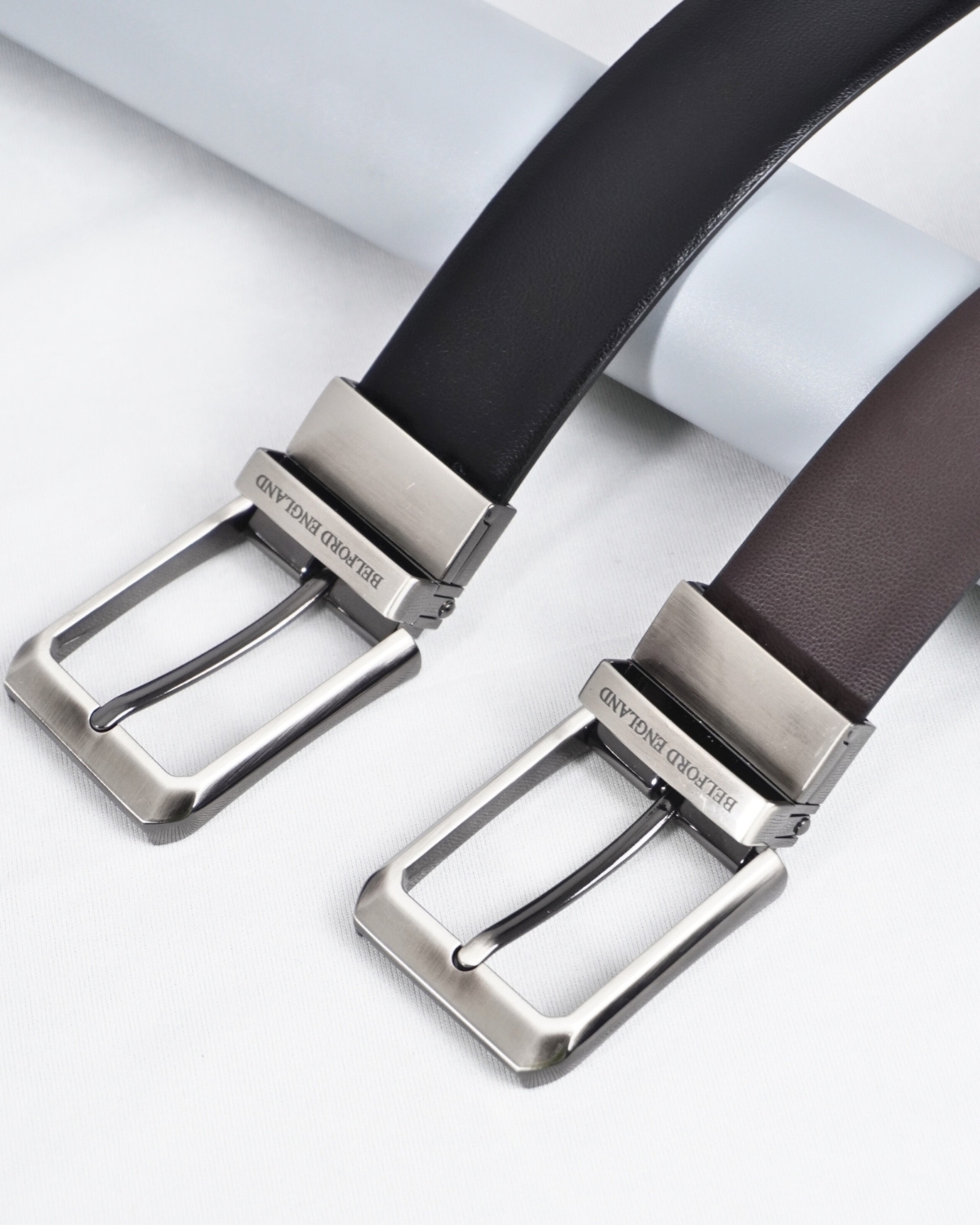 Mexico - Men's Original Leather Belt Reversible (Classic Black & Brown) - 28-44 - Fits Waist Size: 28-44
