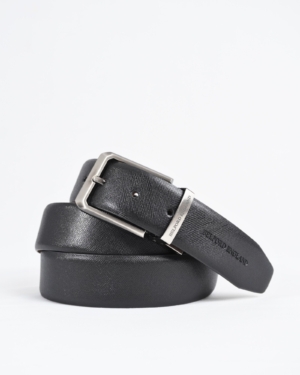 Saffiano Men's Original Leather Belt Reversible (Black & Tan)