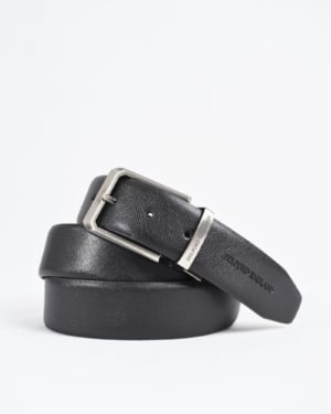 Saffiano Men's Original Leather Belt Reversible (Black & Tan) - 28-44 - Fits Waist Size: 28-44
