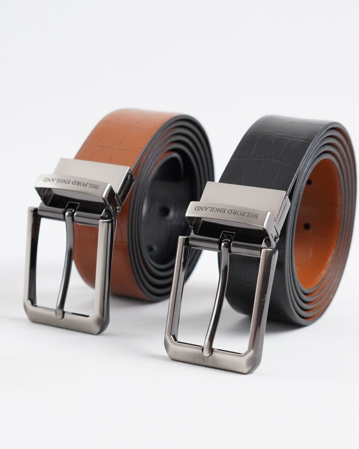 Arizona - Men's Original Leather Belt Reversible (Black & Tan) - 28-44 - Fits Waist Size: 28-44