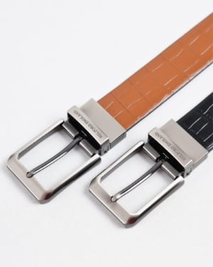 Arizona - Men's Original Leather Belt Reversible (Black & Tan) - 28-44 - Fits Waist Size: 28-44