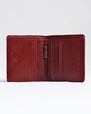Aubrey - Men’s Original Leather Wallet (Executive Series) - brown-and-cherry-blend - Color: Brown-and-cherry-blend