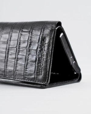 Barcelano - Men’s Original Leather Wallet | One -Click Card Access (Croco Black)