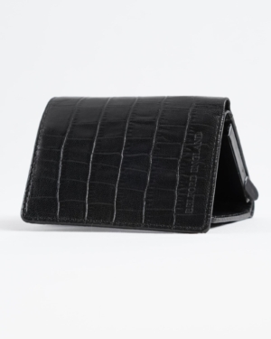Barcelano - Men’s Original Leather Wallet | One -Click Card Access (Croco Black)