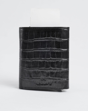Barcelano - Men’s Original Leather Wallet | One -Click Card Access (Croco Black)
