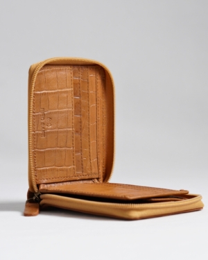 Tokyo Men’s Original Leather Zipper Wallet - (Croco Rich Tan)