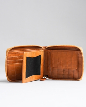 Tokyo Men’s Original Leather Zipper Wallet - (Croco Rich Tan)