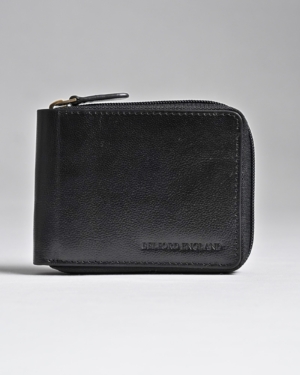 Tokyo Men’s Original Leather Zipper Wallet - (Jet Black)