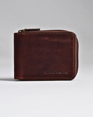 Tokyo Men’s Original Leather Zipper Wallet (Vintage Brown)