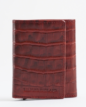 Barcelano - Men’s Original Leather Wallet | One-Click Card Access (Croco Brown and Cherry Blend)