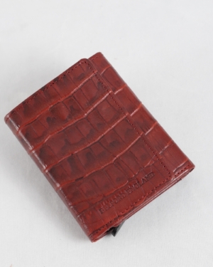 Barcelano - Men’s Original Leather Wallet | One-Click Card Access (Croco Brown and Cherry Blend)