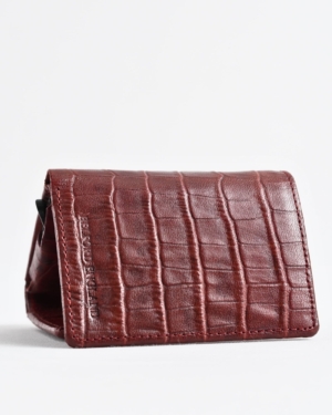Detroit - Men’s Original Leather [Smart Card Pop UP] Wallet (Croco Brown & Cherry Blend)