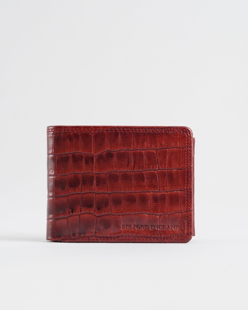 Harvard Men’s Original Leather Wallet (Croco Brown & Cherry Blend)