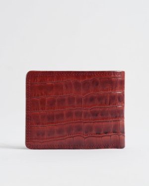 Harvard Men’s Original Leather Wallet (Croco Brown & Cherry Blend)
