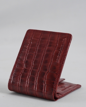 Harvard Men’s Original Leather Wallet (Croco Brown & Cherry Blend)
