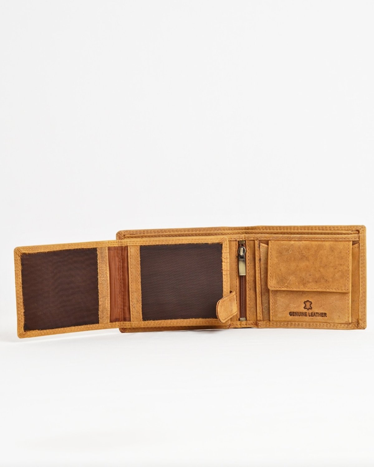 Harvard Men’s Original Leather Wallet (Rugged Series) - tan - Color: Tan