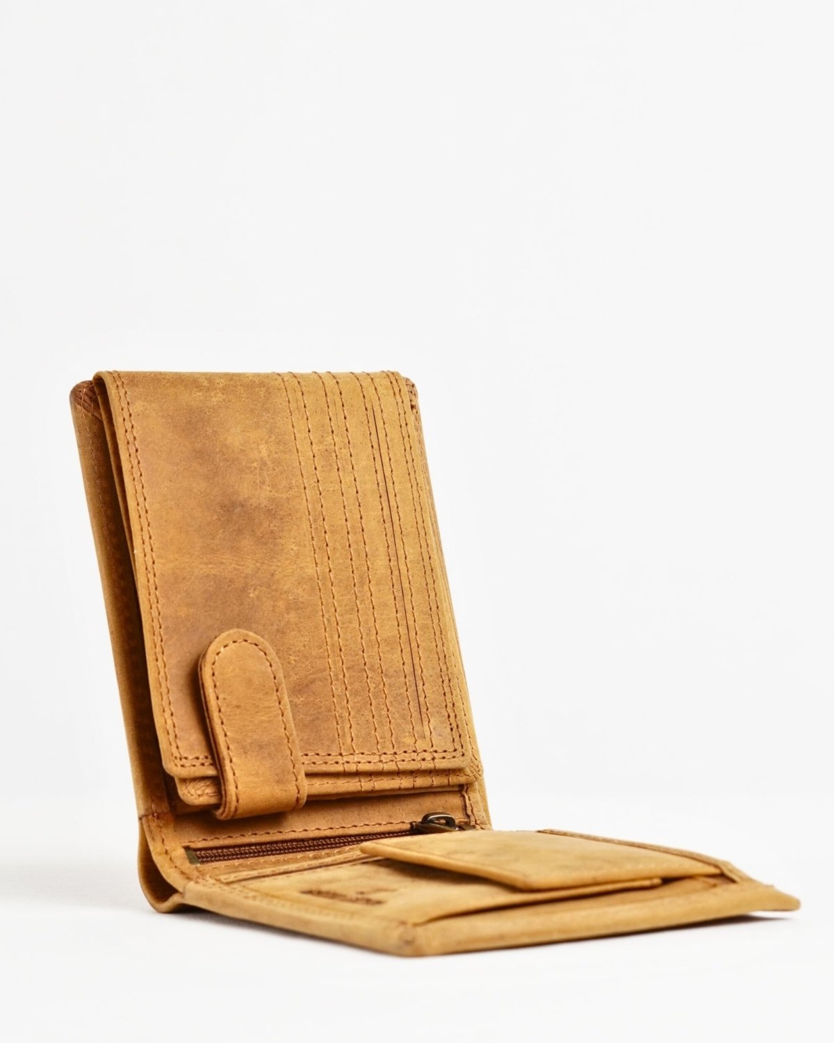 Harvard Men’s Original Leather Wallet (Rugged Series) - tan - Color: Tan