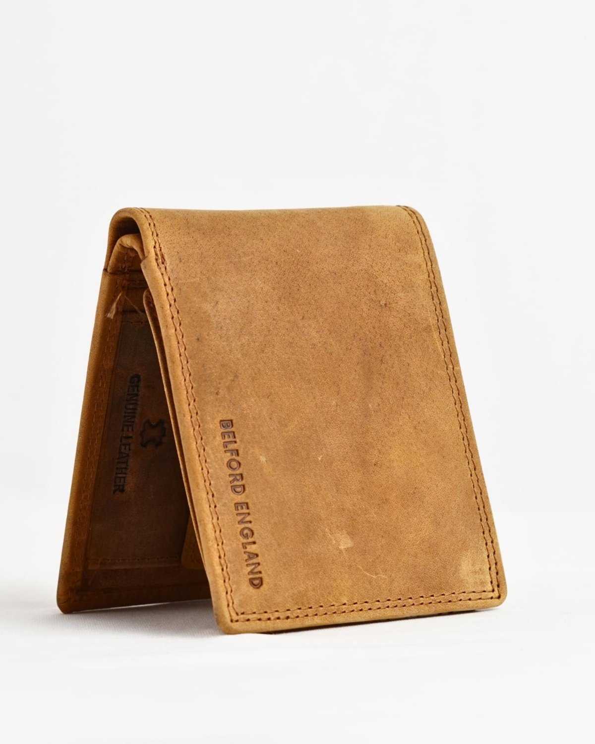 Harvard Men’s Original Leather Wallet (Rugged Series) - tan - Color: Tan