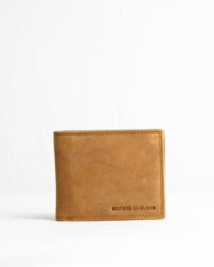 Harvard Men’s Original Leather Wallet (Rugged Series) - tan - Color: Tan