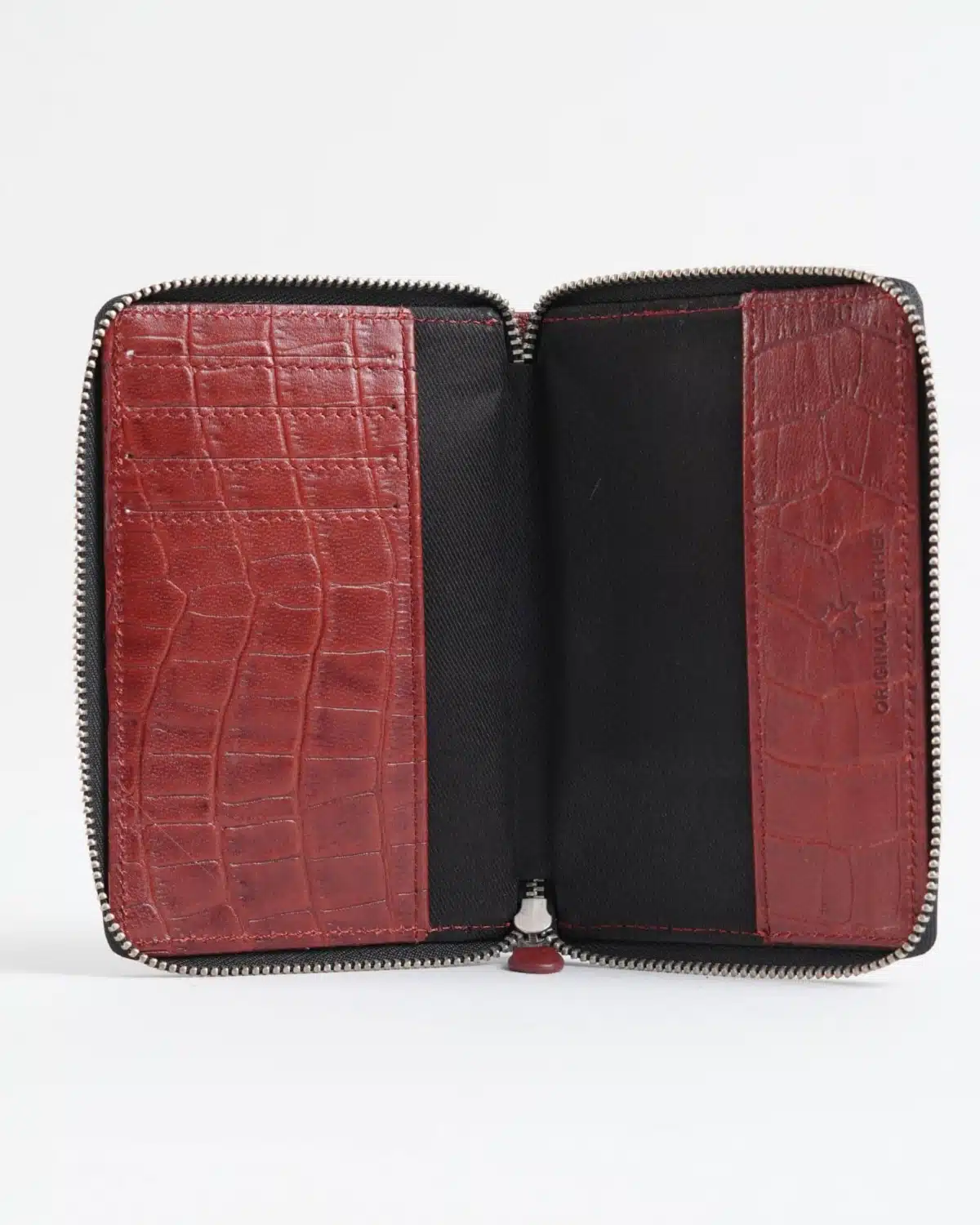 Oliver - Original Leather Sleek Passport Holder (Croco Brown and Cherry Blend) Oliver - Original Leather Sleek Passport Holder (Croco Brown and Cherry Blend)