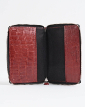Oliver - Original Leather Sleek Passport Holder (Croco Brown and Cherry Blend)