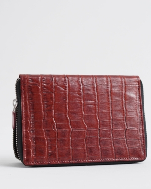 Oliver - Original Leather Sleek Passport Holder (Croco Brown and Cherry Blend)