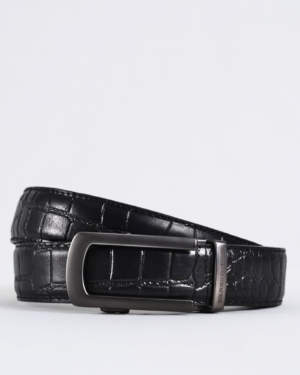 Oxford Men's Original Leather Belt (Croco Black) - 28-44 - Fits Waist Size: 28-44