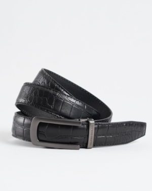 Oxford Men's Original Leather Belt (Croco Black) - 28-44 - Fits Waist Size: 28-44