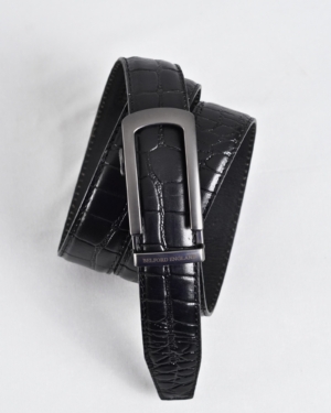 Oxford Men's Original Leather Belt (Croco Black) - 28-44 - Fits Waist Size: 28-44