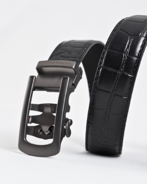 Oxford Men's Original Leather Belt (Croco Black) - 28-44 - Fits Waist Size: 28-44