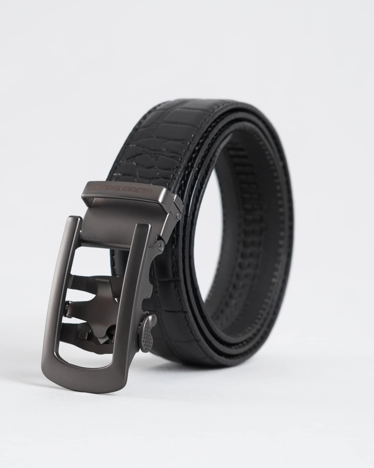 Oxford Men's Original Leather Belt (Croco Black) - 28-44 - Fits Waist Size: 28-44