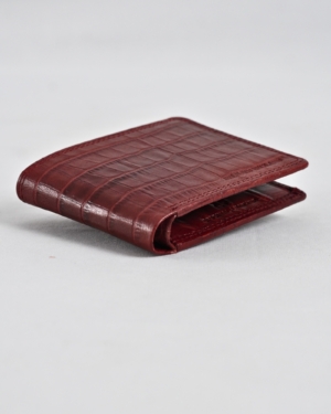 Real Madrid - Men’s Original Sleek Leather Wallet (Croco Brown and Cherry Blend)