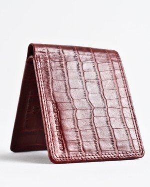 Real Madrid - Men’s Original Sleek Leather Wallet (Croco Brown and Cherry Blend)