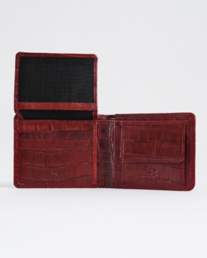 Tanner Men’s Original Leather Wallet (Croco Cherry & Brown Blend )