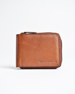 Tokyo Men’s Original Leather Zipper Wallet ( Cognac )