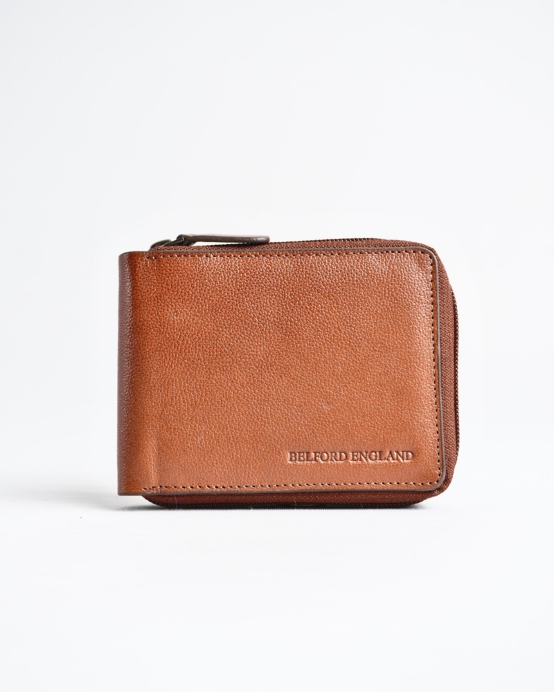 Tokyo Men’s Original Leather Zipper Wallet ( Cognac )