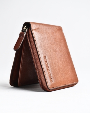 Tokyo Men’s Original Leather Zipper Wallet ( Cognac )