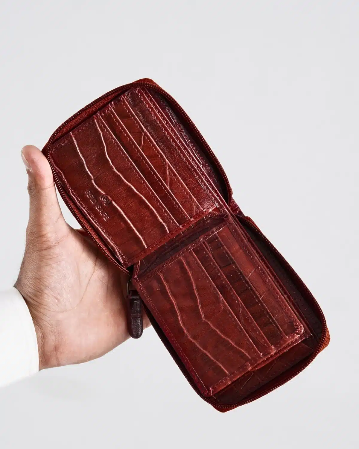 Tokyo Men’s Original Leather Zipper Wallet (Croco Brown & Cherry Blend) Tokyo Men’s Original Leather Zipper Wallet (Croco Brown & Cherry Blend)