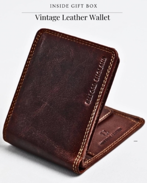 Gift For Men: Personalized Luxury Leather Wallet (Vintage Brown), Belt & Card Holder Set