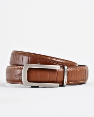 Oxford Men's Original Leather Belt (Croco Tan) - 28-44 - Fits Waist Size: 28-44