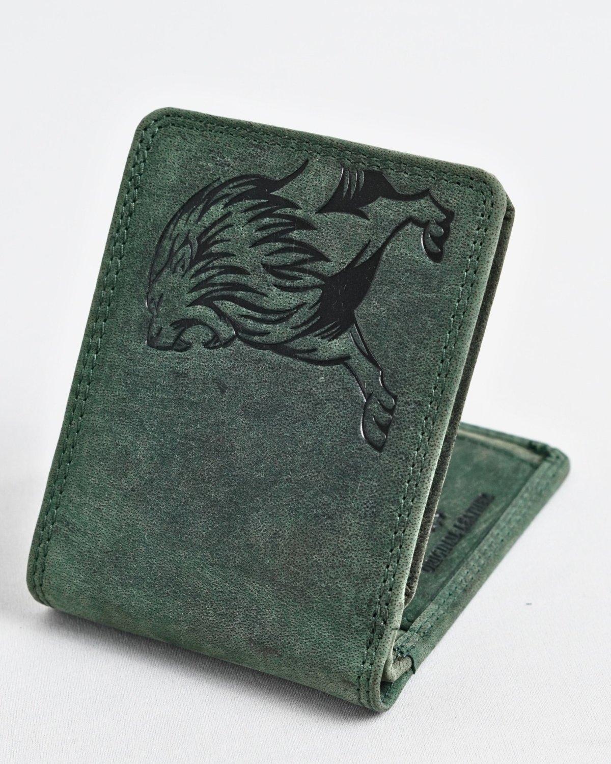 Cambridge (Limited Edition) Men’s Original Leather Wallet - Rugged Pine - lion - Color: Lion
