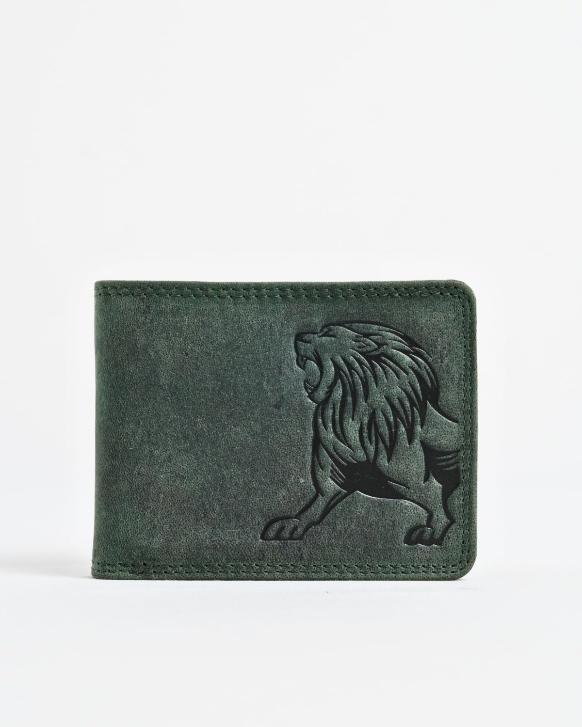 Cambridge (Limited Edition) Men’s Original Leather Wallet - Rugged Pine - lion - Color: Lion