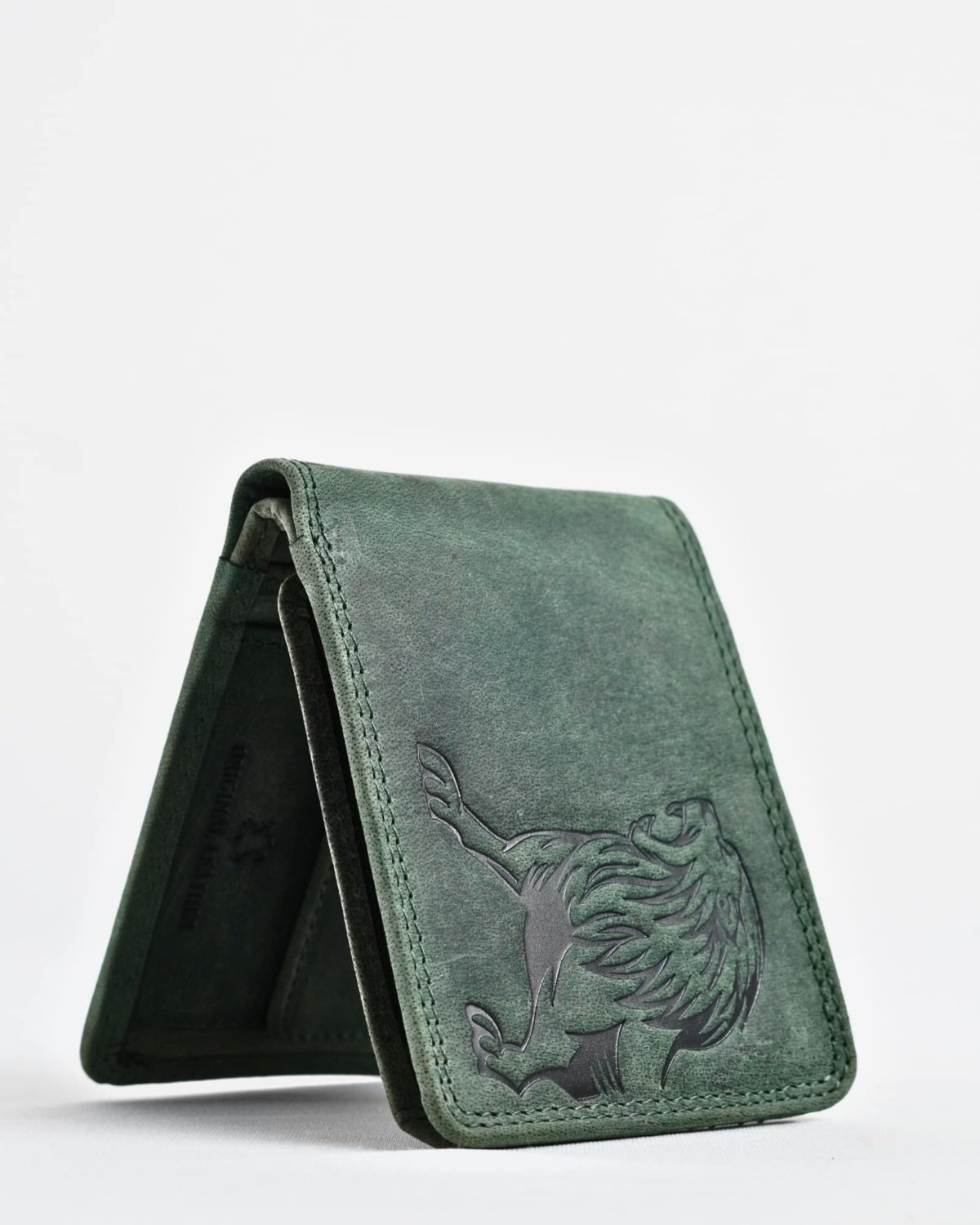 Cambridge (Limited Edition) Men’s Original Leather Wallet - Rugged Pine - lion - Color: Lion