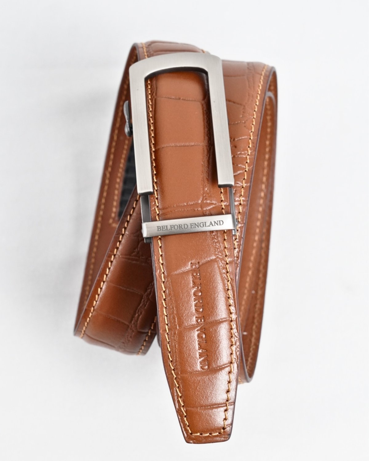 Oxford Men's Original Leather Belt (Croco Tan) - 28-44 - Fits Waist Size: 28-44