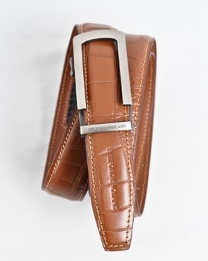 Oxford Men's Original Leather Belt (Croco Tan) - 28-44 - Fits Waist Size: 28-44