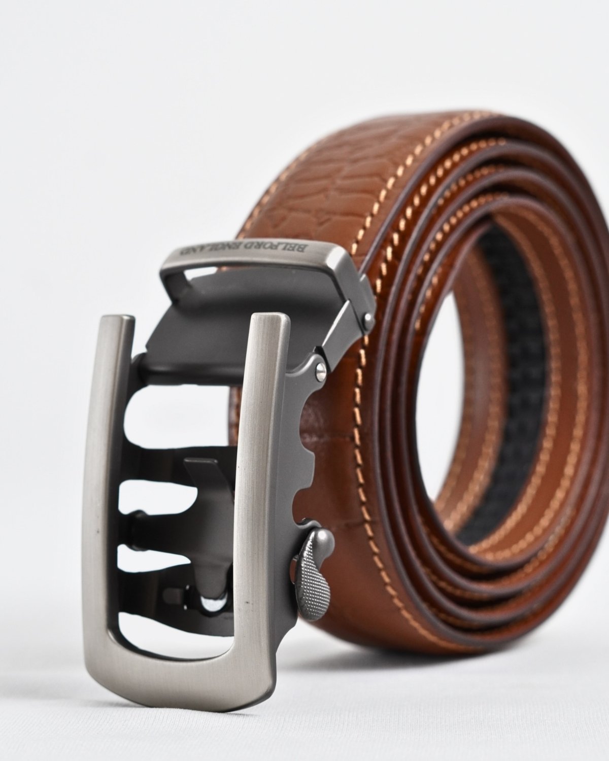 Oxford Men's Original Leather Belt (Croco Tan) - 28-44 - Fits Waist Size: 28-44